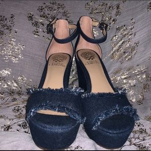 Denim Vince Camuto wedged heels